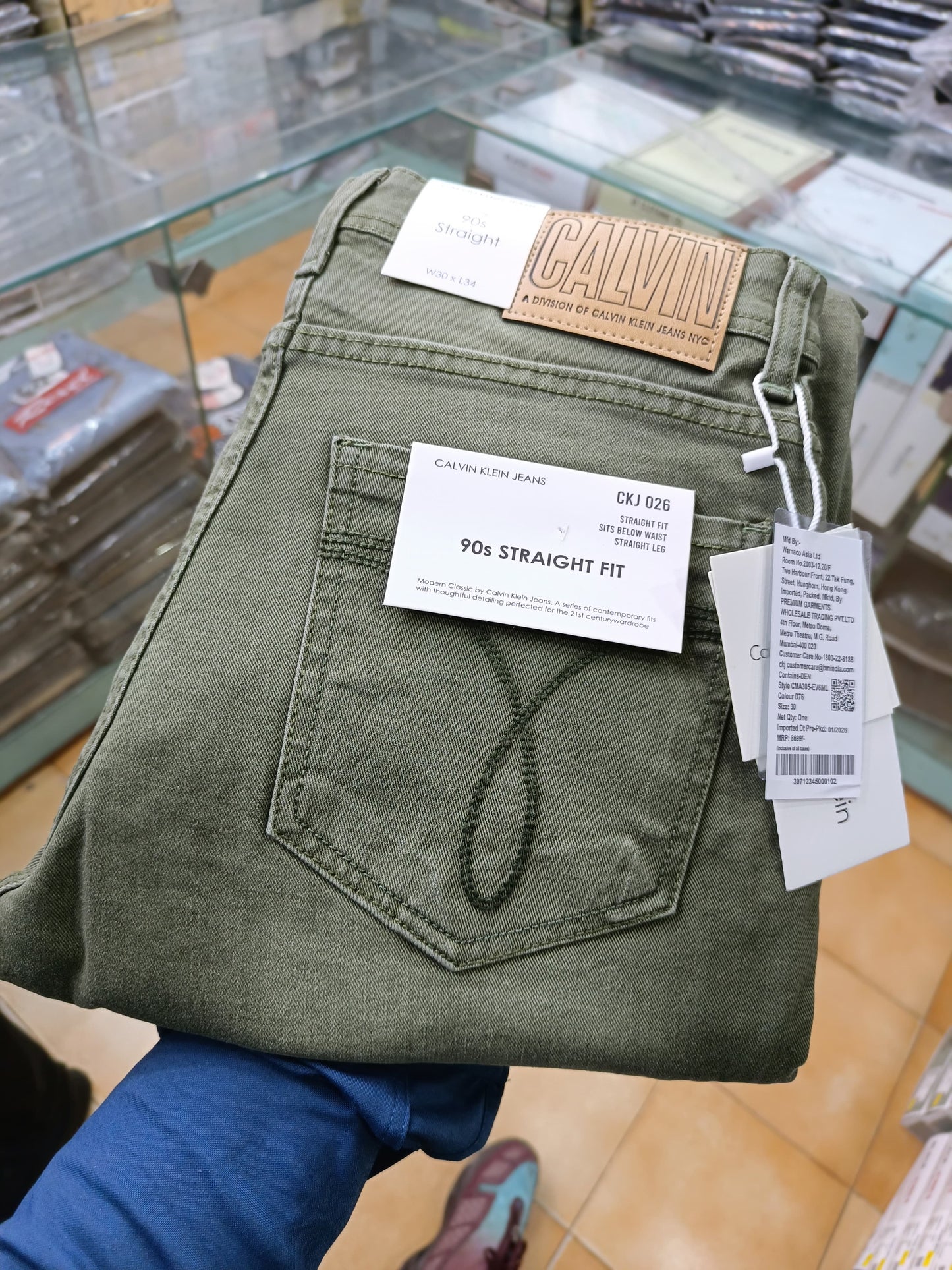 CK CALVIN KLEIN GREEN WASH JEANS