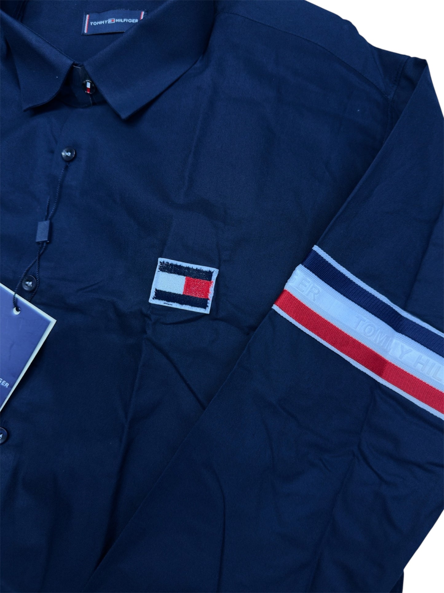TOMMY HILFIGER SIDE STRIP BIG SIZE NAVY BLUE SHIRT