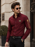 BALMAIN SIDE SLEEVE EMBROIDERY DESIGN MAHROON SHIRT