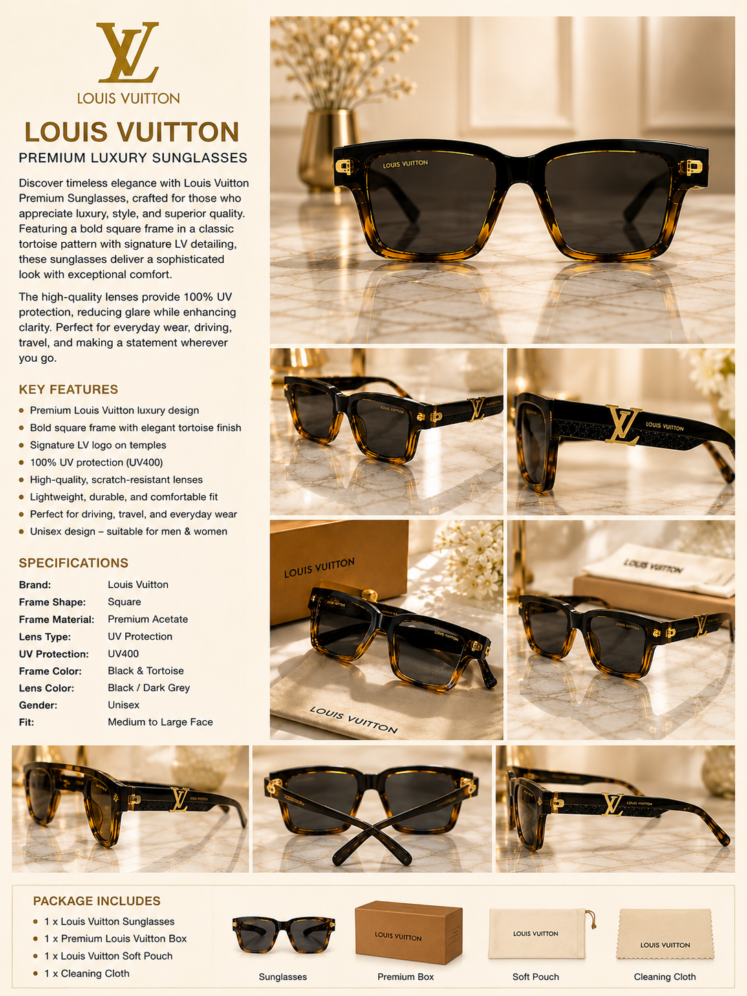 Louis Vuitton Premium Luxury Sunglasses