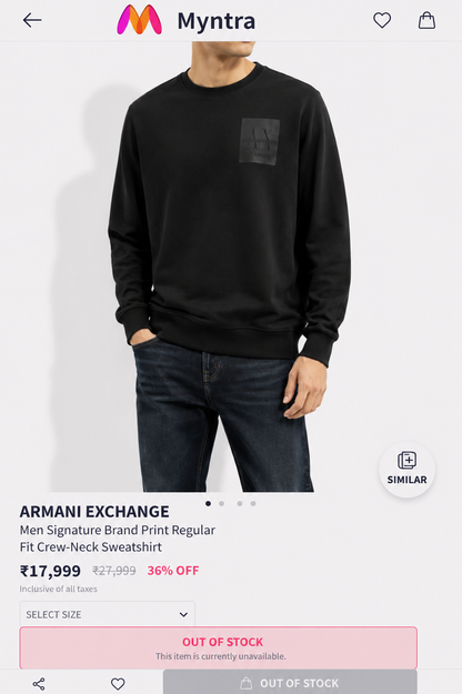 ARMANI EXCANGE MEN'S PREMIUM SWEATSHIRT