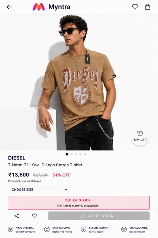 DIESEL BROWN COLOUR TSHIRT