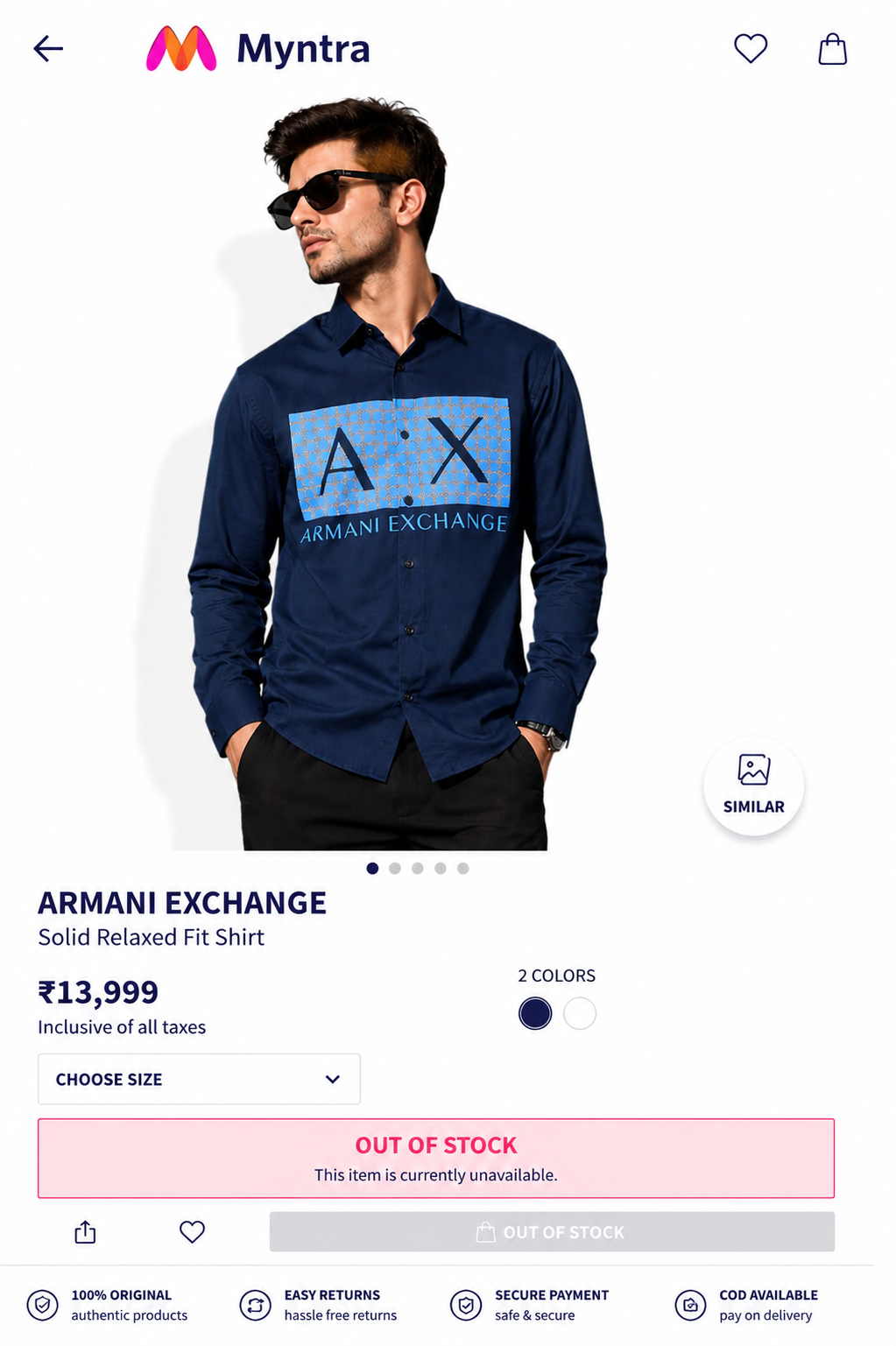 ARMANI EXCHANGE AX NAVY BLUE SHIRT