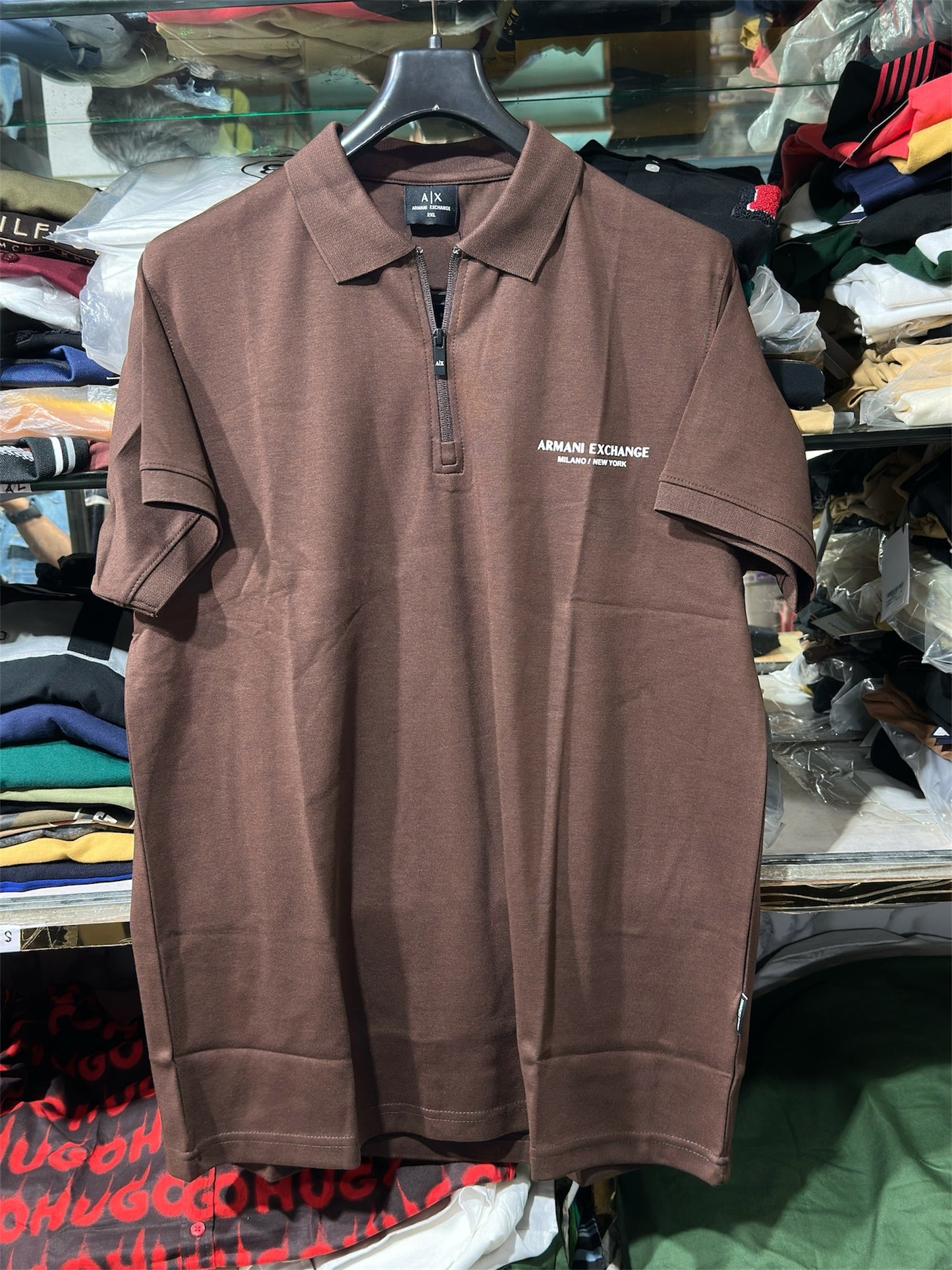 ARMANI EXCHANGE AX CHOCOLATE BROWN T-SHIRT