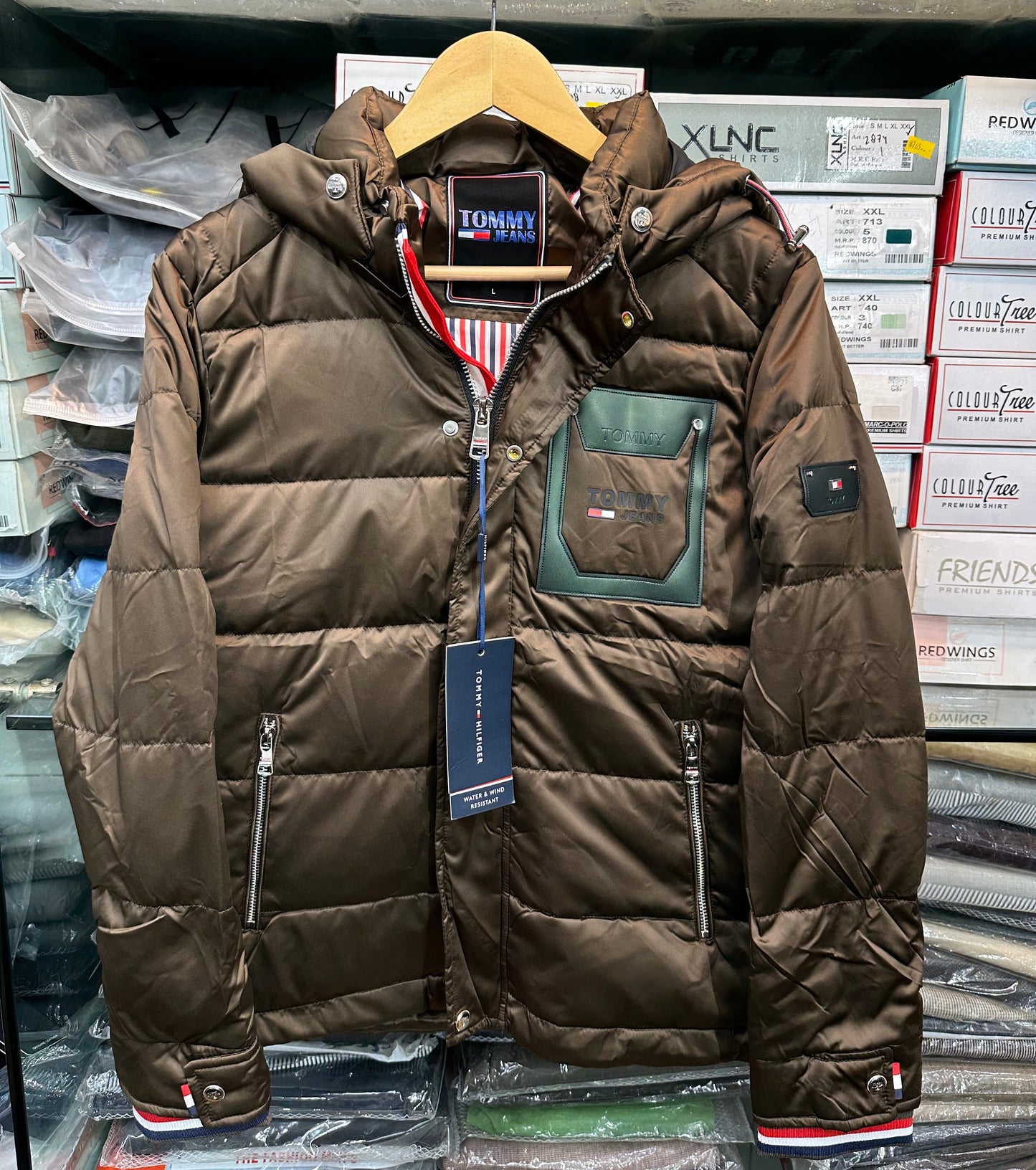 TOMMY HILFIGER BROWN JACKET DUCK FEATHER -10degree