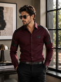 BALMAIN SIDE STRIP MAHROON SHIRT