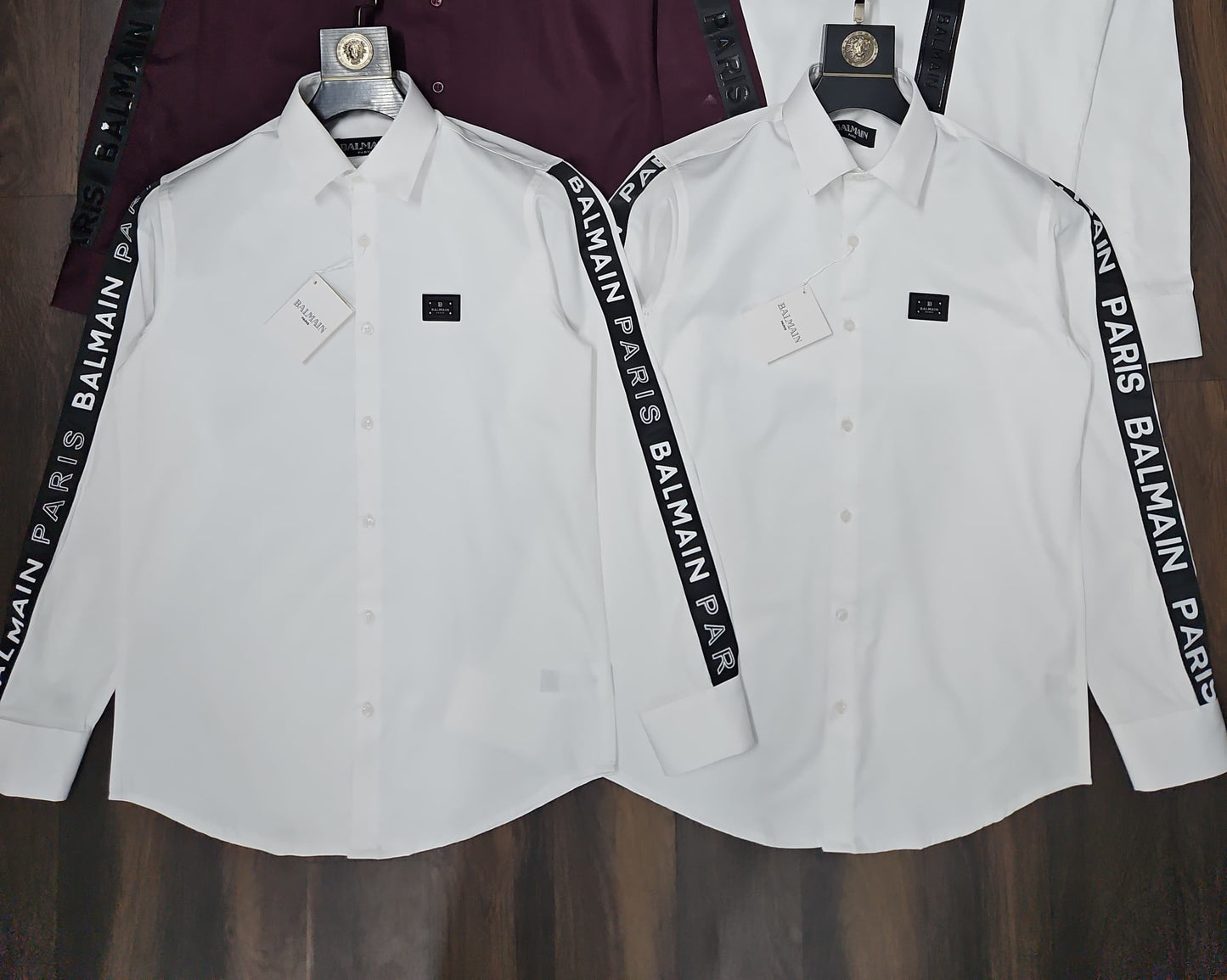 BALMAIN PARIS SIDE STRIP WHITE SHIRT