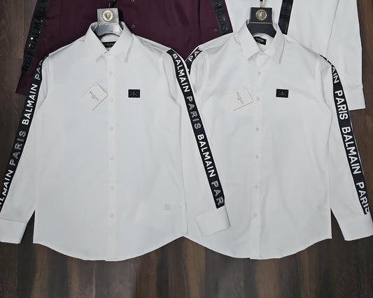BALMAIN PARIS SIDE STRIP WHITE SHIRT