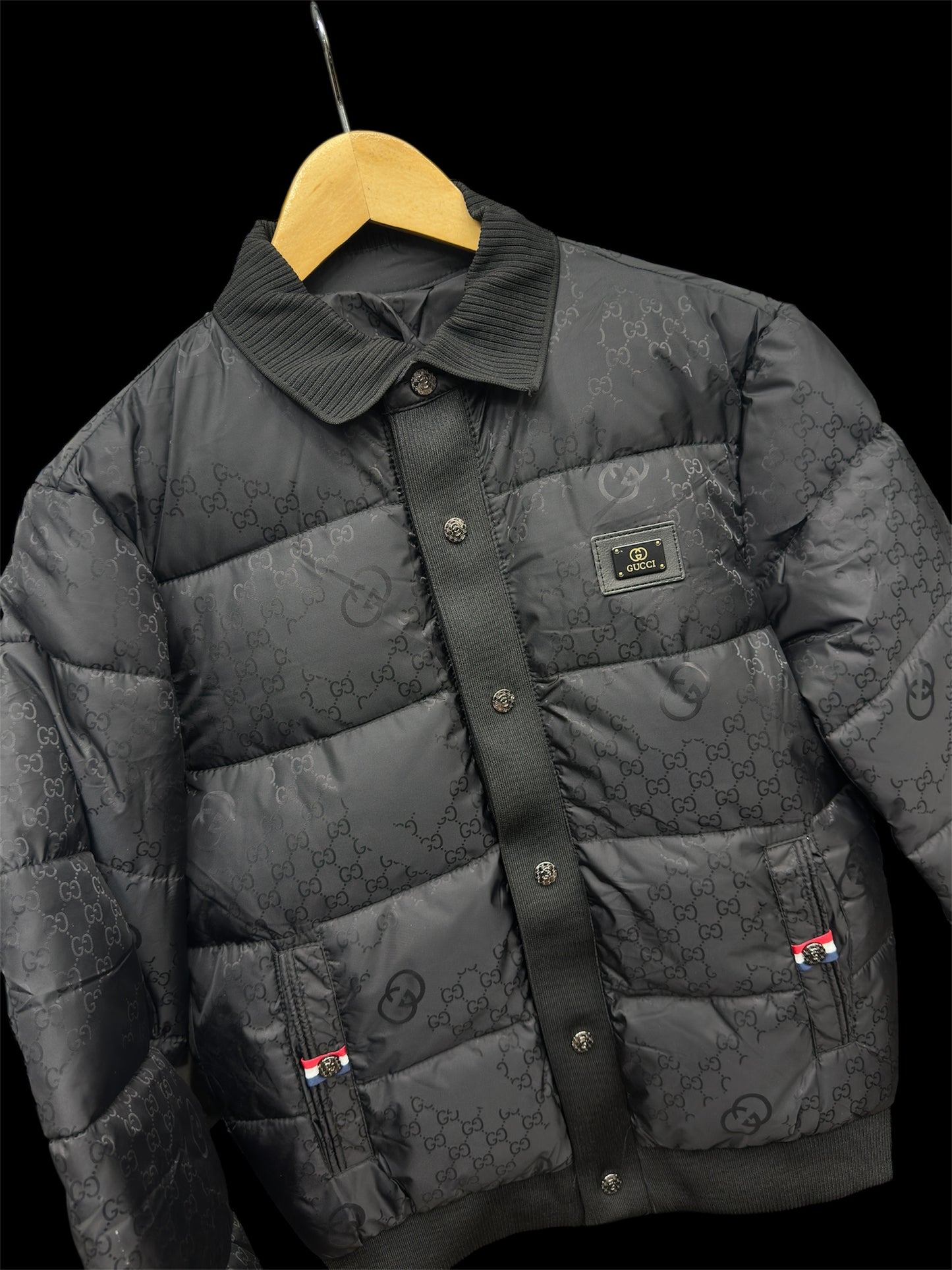 GUCCI JACKET WITH LEATHER PATCH STEEL LOGO IMPORTED DUCK FEATHER -10 degree