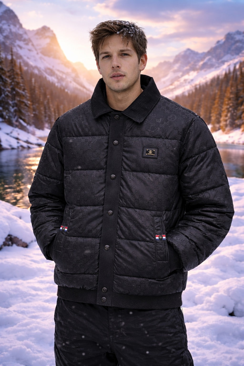 GUCCI JACKET WITH LEATHER PATCH STEEL LOGO IMPORTED DUCK FEATHER -10 degree