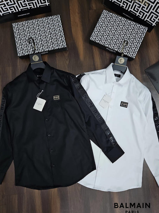 BALMAIN PARIS SIDE STRIP BLACK SHIRT