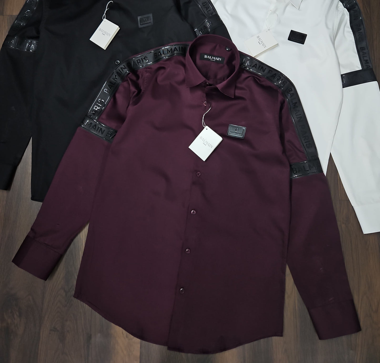 BALMAIN SIDE STRIP MAHROON SHIRT