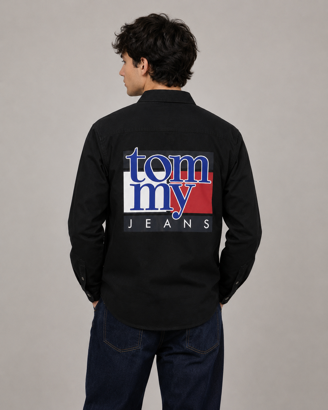 TOMMY HILFIGER SIDE STRIP BLACK SHIRT