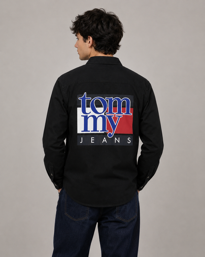 TOMMY HILFIGER SIDE STRIP BLACK SHIRT