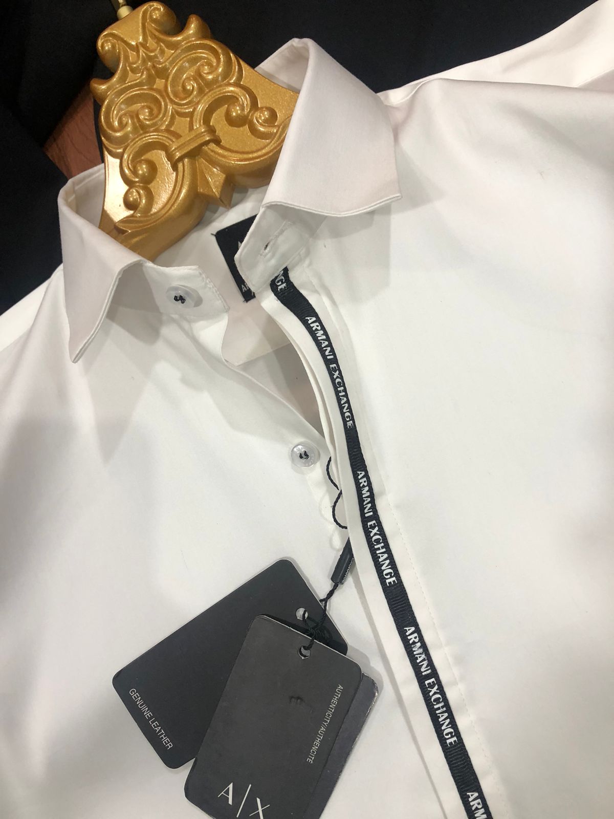 ARMANI EXCHANGE AX SHOULDER STRIP WHITE SHIRT