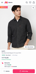 LEVI,s SILKY DENIM CHARCOAL BLACK SHIRT