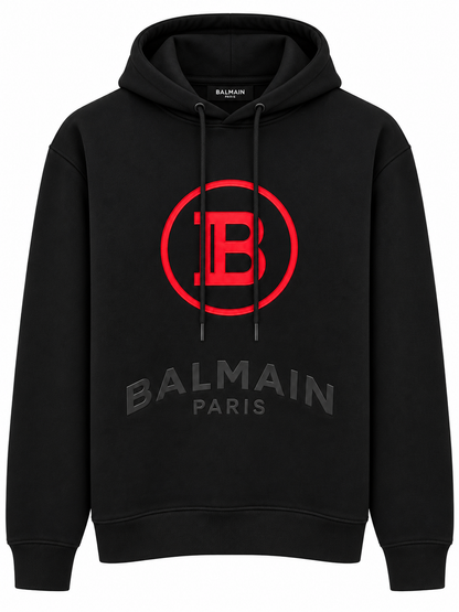 BALMAIN PARIS MEN'S PREMIUM BLACK HOODIE