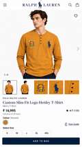 RL POLO BROWN FULL SLEEVE TSHIRT