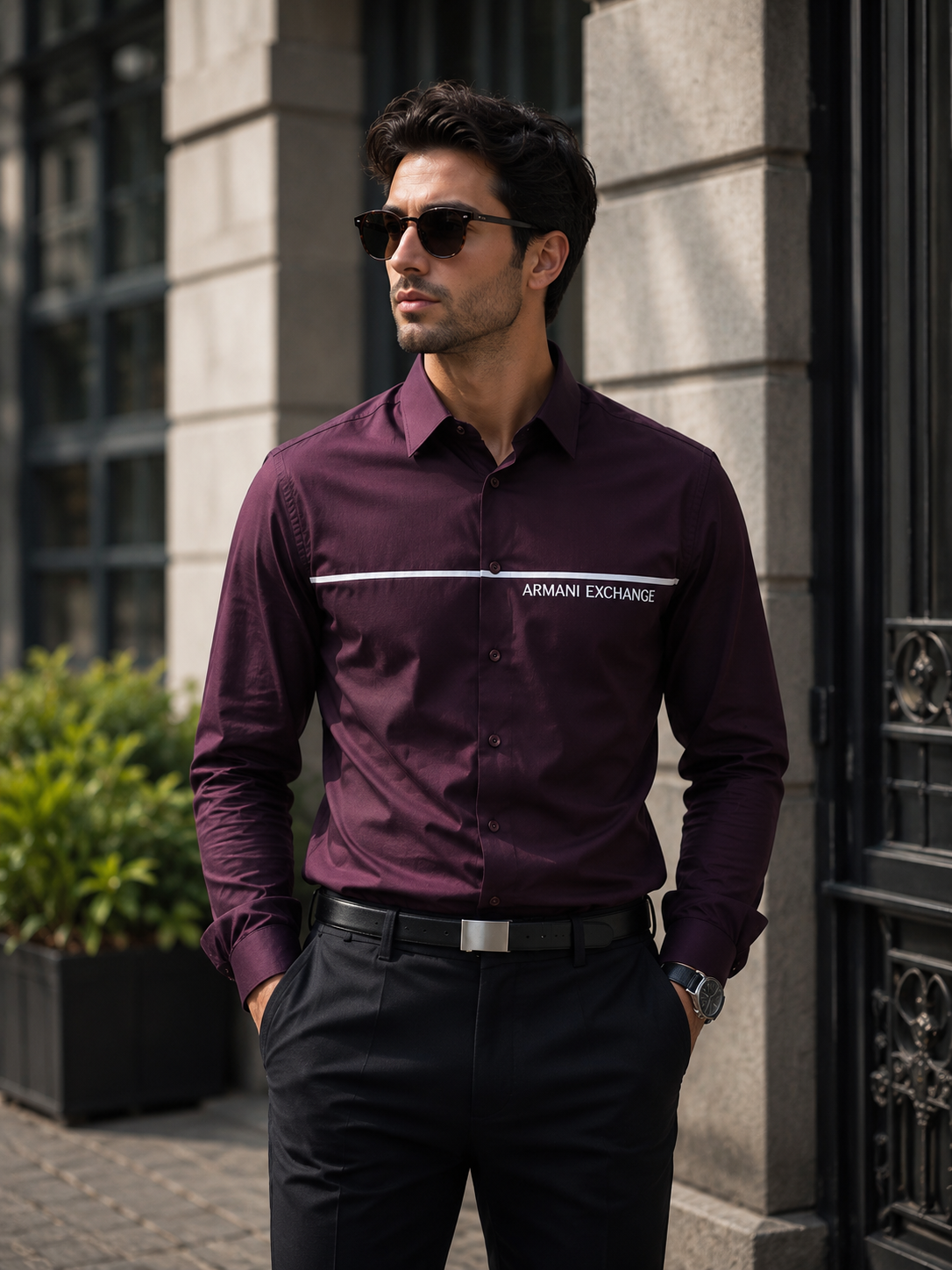 ARMANI EXCHANGE AX MAHROON SHIRT