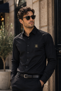 ARMANI EXCHANGE BLACK SHIRT GOLDEN LOGO BIG SIZE