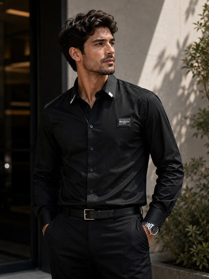 BALMAIN PARIS STEEL LOGO SHIRT