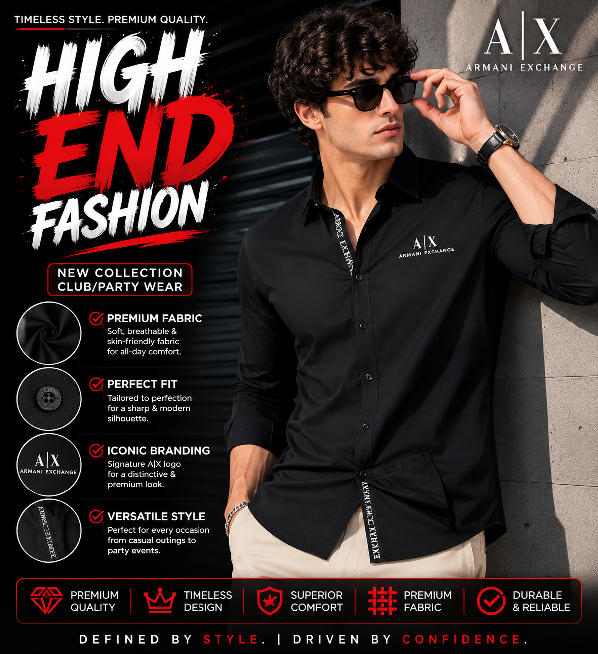 ARMANI EXCHANGE AX BLACK SHIRT