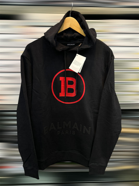BALMAIN PARIS MEN'S PREMIUM BLACK HOODIE