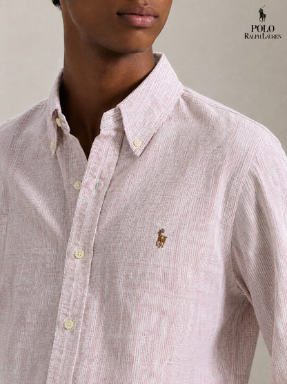 RL POLO LINEN PEACH BLUSH SHIRT