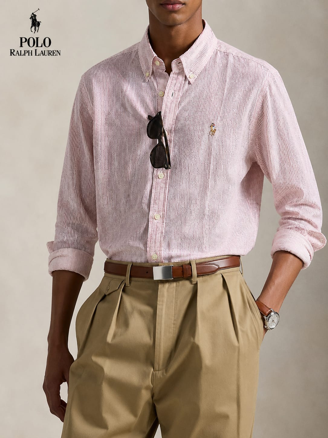 RL POLO LINEN PEACH BLUSH SHIRT
