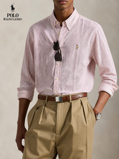 RL POLO LINEN PEACH BLUSH SHIRT