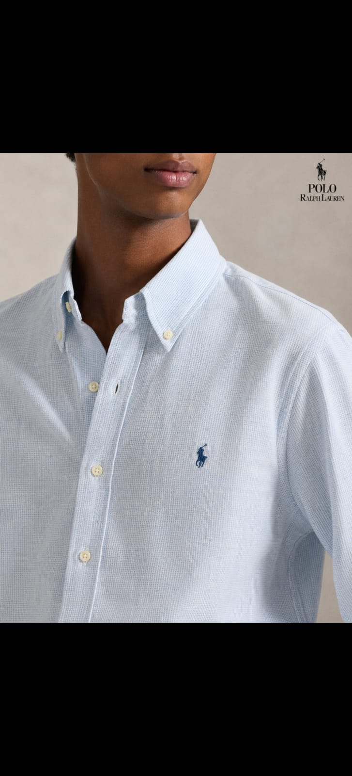 RL POLO LINEN ICE BLUE SHIRT