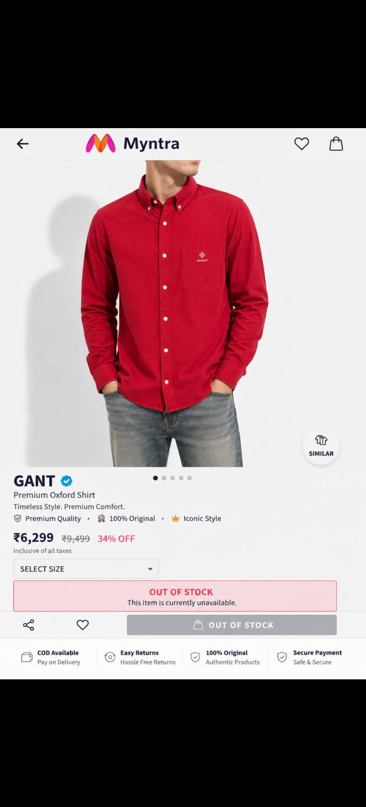 GANT LINEN SHIRT CRIMSON RED COLOUR