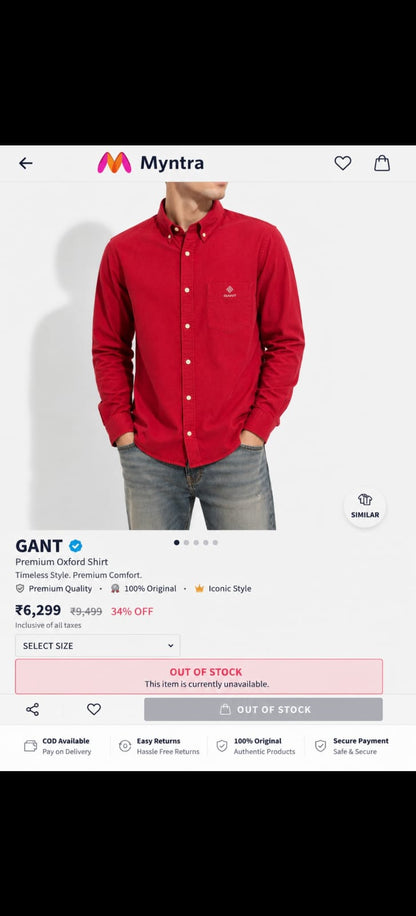 GANT LINEN SHIRT CRIMSON RED COLOUR