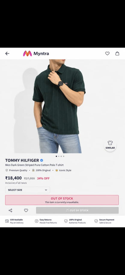 TOMMY HILFIGER GREEN  COLOUR TSHIRT