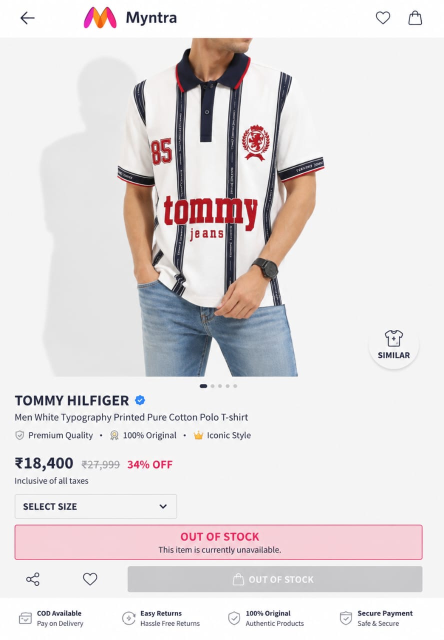TOMMY HILFIGER WHITE COLOUR TSHIRT