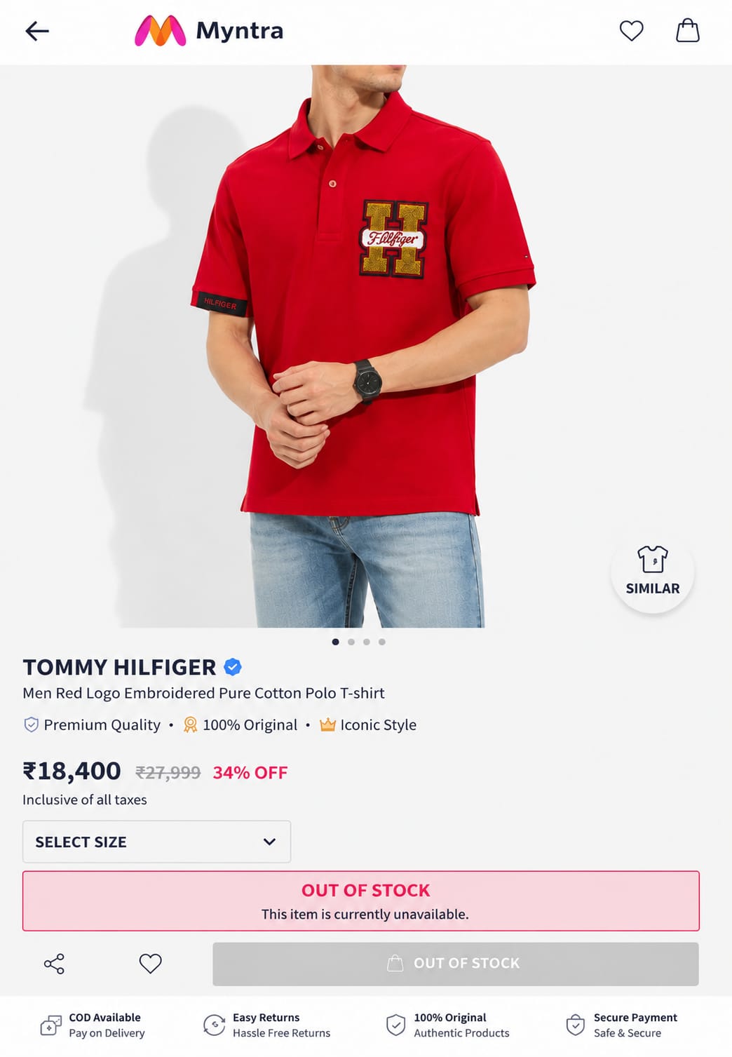 TOMMY HILFIGER RED COLOUR TSHIRT