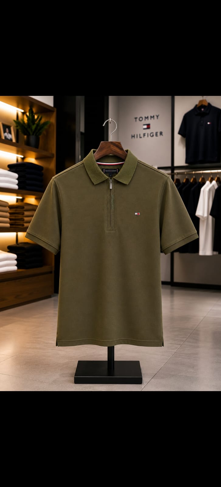 TOMMY HILFIGER OLIVE GREEN COLOUR TSHIRT