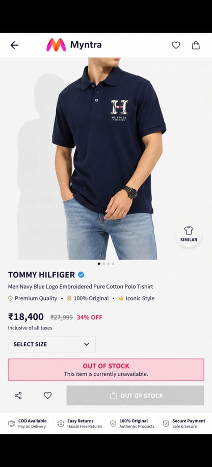 TOMMY HILFIGER NAVY BLUE COLOUR TSHIRT
