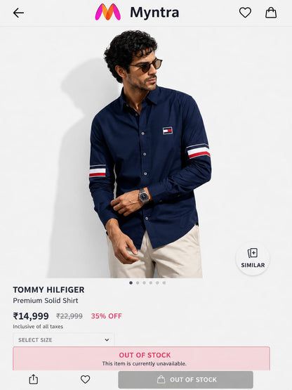 TOMMY HILFIGER SIDE STRIP BIG SIZE NAVY BLUE SHIRT