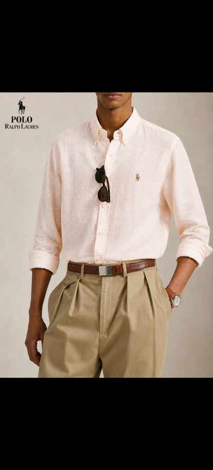 RL POLO LINEN SHELL PINK SHIRT