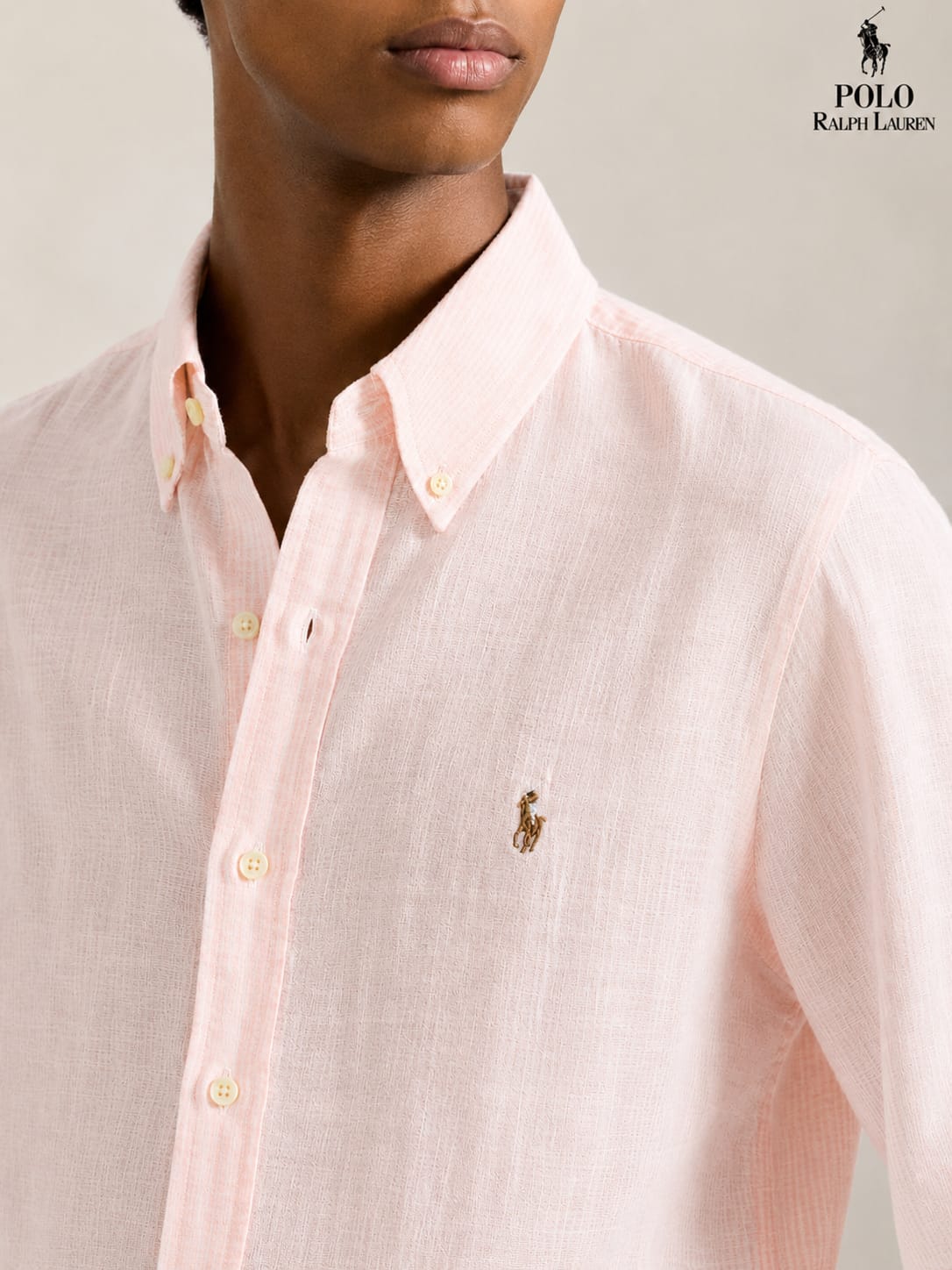 RL POLO LINEN SHELL PINK SHIRT