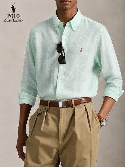 RL POLO LINEN SEAFOAM GREEN SHIRT