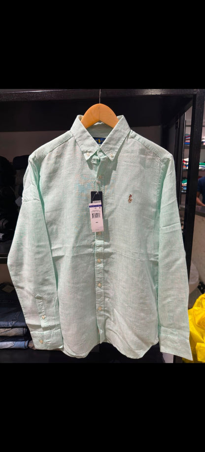 RL POLO LINEN SEAFOAM GREEN SHIRT