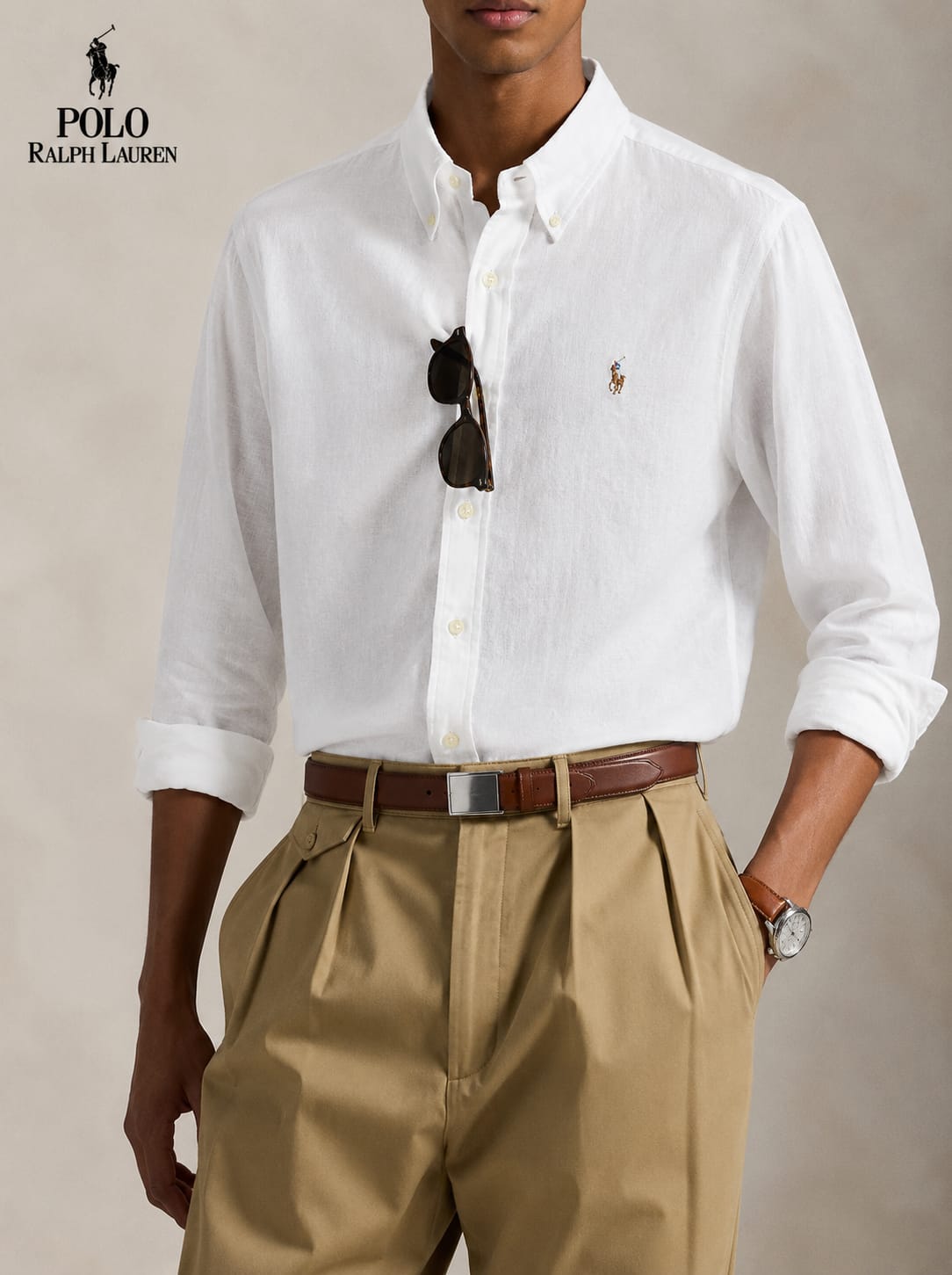 RL POLO LINEN CLASSIC WHITE SHIRT