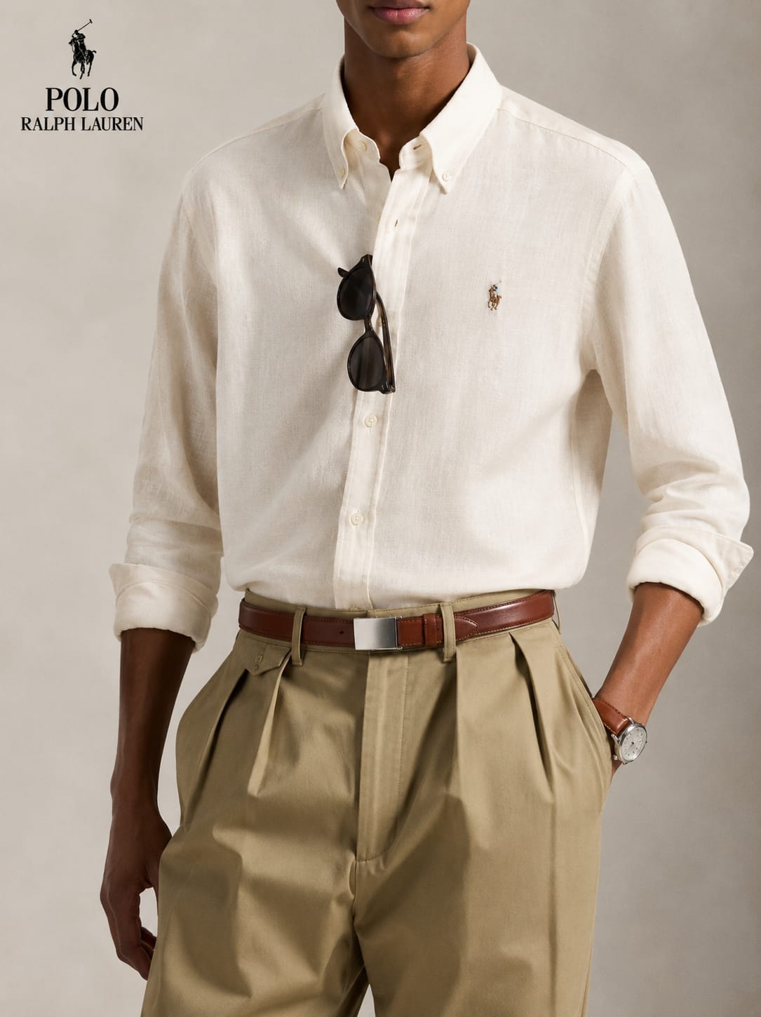 RL POLO LINEN SAND BEIGE SHIRT