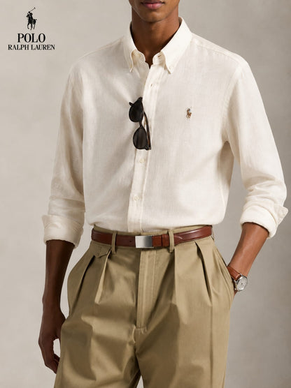 RL POLO LINEN SAND BEIGE SHIRT