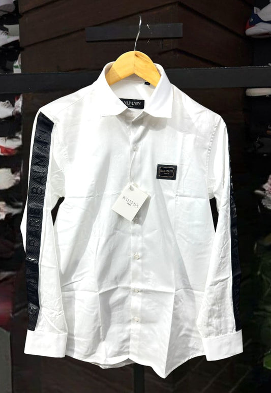 BALMAIN PARIS SIDE STRIP WHITE SHIRT