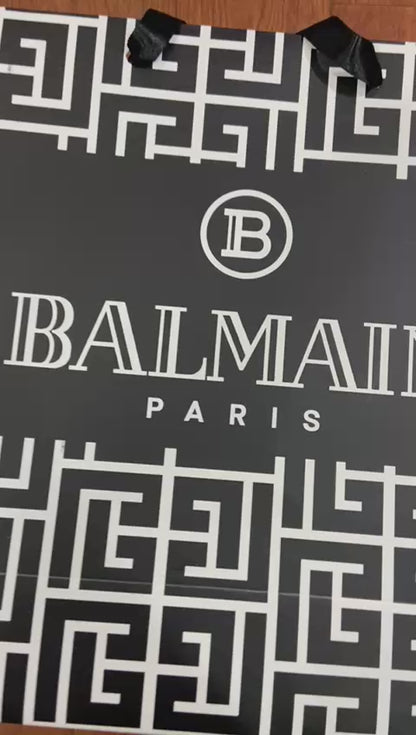 BALMAIN SIDE SLEEVE EMBROIDERY DESIGN BLACK SHIRT