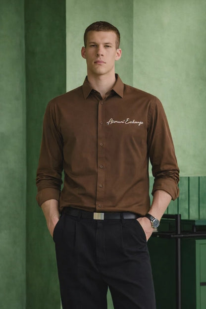 ARMANI EXCHANGE AX LIGHT BROWN SHIRT