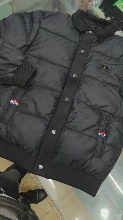 GUCCI JACKET WITH LEATHER PATCH STEEL LOGO IMPORTED DUCK FEATHER -10 degree